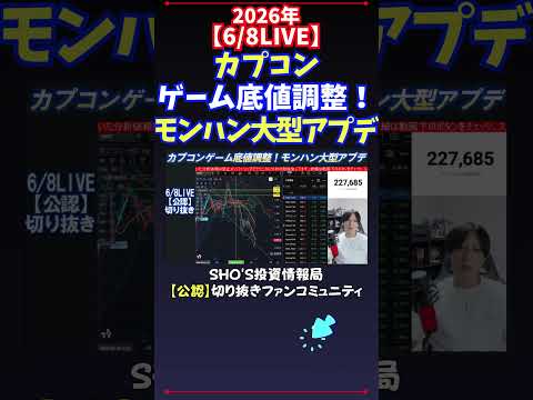 【6/8LIVE】カプコンゲーム底値調整！モンハン大型アプデ 日経平均株価 投資