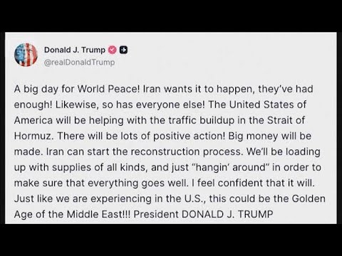トランプ大統領　ホルムズ海峡の通航料でイランは復興を開始できるとSNSで 主張(2026年4月8日) サムネイル