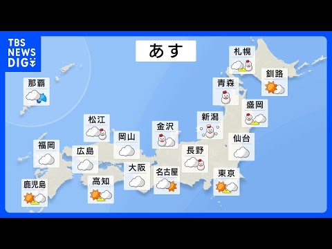 【元日の天気】北日本は警報級の大雪のおそれ 吹雪くところも　関東から西は初日の出が見られる見込み｜TBS NEWS D… サムネイル