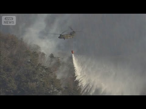山梨の山火事　7日目も空と陸から消火活動　“強風と乾燥”で燃え広がる(2026年1月14日)