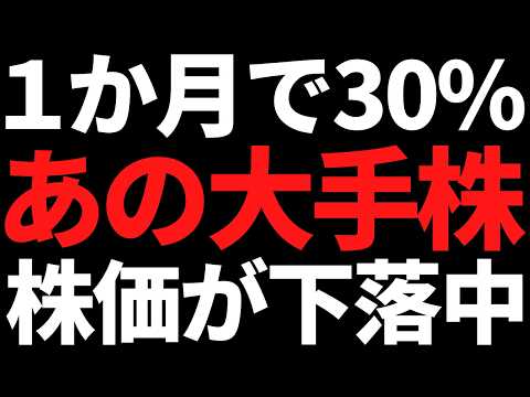 あの国内大手株まさかの1か月で30%急落！狙い目だが●●だけ心配 サムネイル