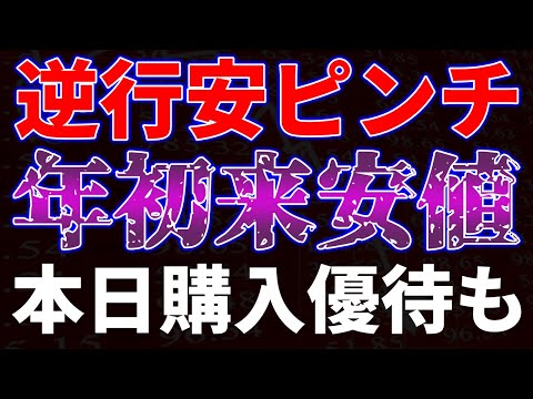 逆行安でピンチ！年初来安値更新。本日購入優待も サムネイル