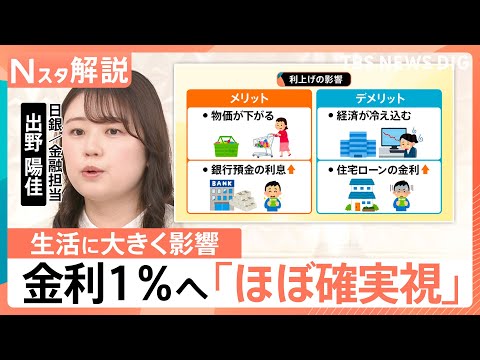 “31年ぶりの高水準”日銀1％に利上げへ　物価や住宅ローン…暮らしへのメリット・デメリットは？【Nスタ解説】｜TBS…