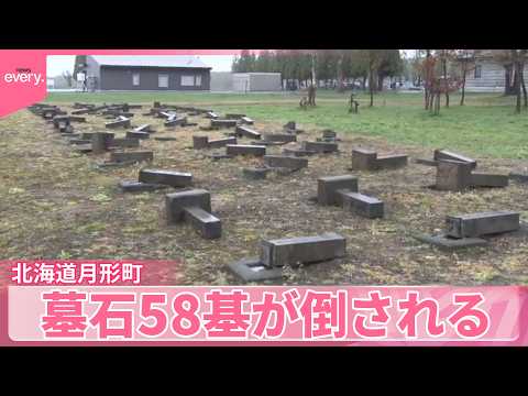 【墓石が横倒し】何が…町営墓地の一角で58基が倒される  器物損壊事件として捜査