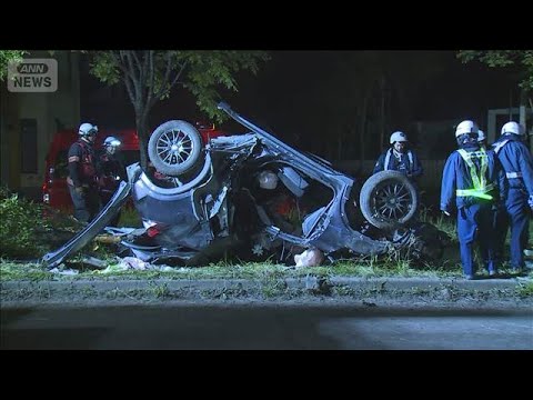 中央分離帯に乗り上げ乗用車が横転…木に衝突　2人死亡、1人重傷　北海道 苫小牧(2026年5月23日) サムネイル