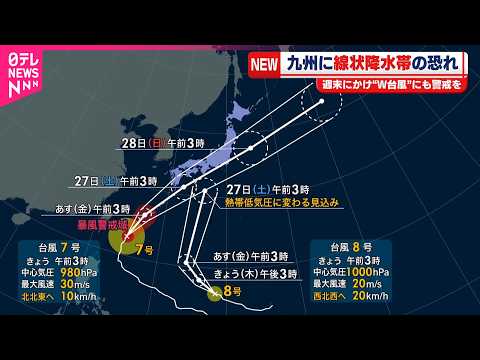 【線状降水帯】九州で発生のおそれ  大雨災害に厳重な警戒を  台風7号は週末にかけて日本列島に
