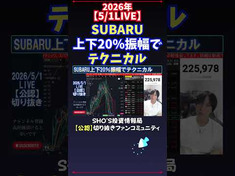 【5/1LIVE】SUBARU上下20%振幅でテクニカル 日経平均株価 投資 サムネイル