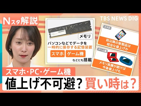 スマホやゲーム機がピンチ！生成AI普及で「メモリ」の価格が6倍に…！？ 買い時はいつ？【Nスタ解説】｜TBS NEWS… サムネイル