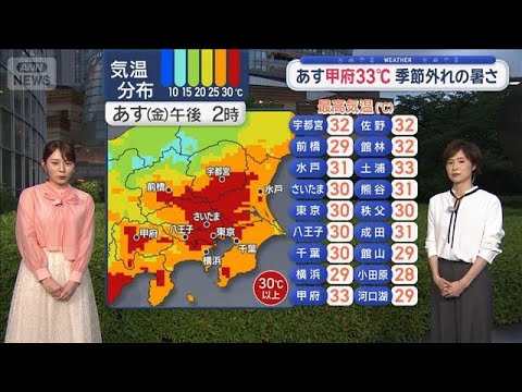 【関東の天気】あす東京30℃予想　熱中症警戒　真夏日が続々　水分補給しっかり【スーパーJチャンネル】(2026年5月2… サムネイル