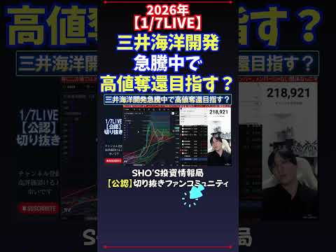 【1/7LIVE】三井海洋開発急騰中で高値奪還目指す？ 日経平均株価 投資