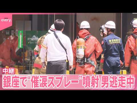 【中継】銀座で“催涙スプレー”噴射  男が逃走中  現場は現在も通行止め サムネイル