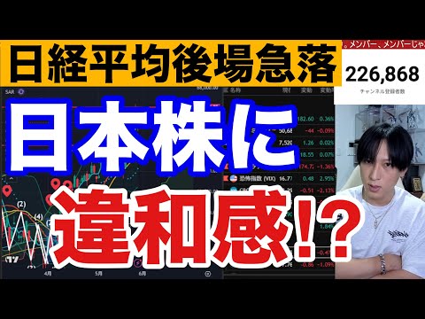 5/28【日本株に違和感⁉️】日経平均後場急落でAI関連、半導体株大幅安。中東情勢懸念で乱高下。６月バリュー株上昇か。… サムネイル
