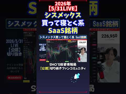 【5/31LIVE】シスメックス買って寝とく系SaaS銘柄 日経平均株価 投資