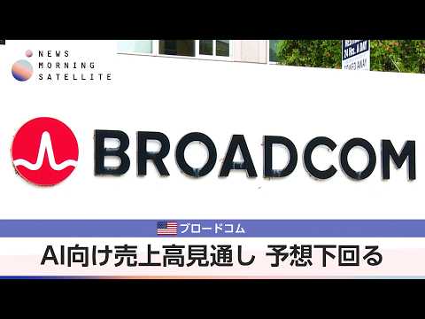 米ブロードコム AI向け売上高見通し 予想下回る【モーサテ】 サムネイル