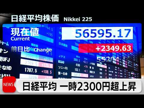 日経平均株価　一時2300円超上昇　イラン情勢への過度な警戒和らぐ サムネイル