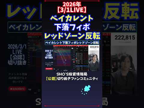 【3/1LIVE】ベイカレント下落フィボレッドゾーン反転 日経平均株価 投資 サムネイル