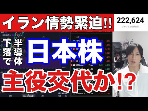 2/28【イラン情勢緊迫で日経平均どうなる⁉半導体株下落で日本株主役交代か】AI関連、半導体株下落→SaaS関連急騰。… サムネイル