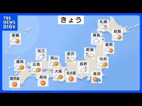 関東は午前中を中心に雨や雪　北部は積雪に注意　晴れる太平洋側も寒さ戻る　関東などは真冬並みに｜TBS NEWS DIG サムネイル
