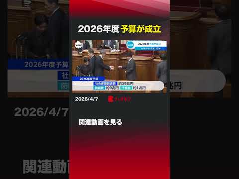 2026年度予算が成立 予算案 参議院 高市 ガソリン 高校授業料 無償化 授業料 サムネイル