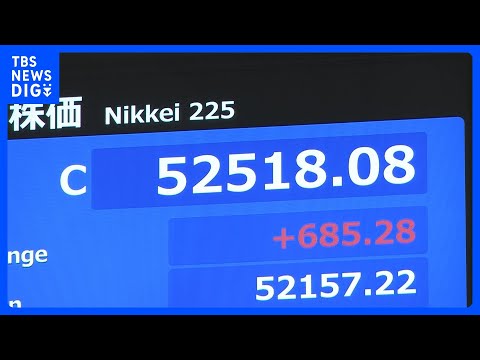 【速報】日経平均 最高値を更新　685円高の5万2518円で取引終了｜TBS NEWS DIG サムネイル