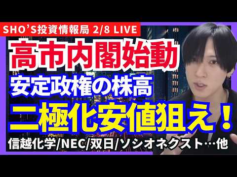 【第二次高市内閣発足で株高へ！グロース上昇開始？日経平均小幅高】野村マイクロ/信越化学工業/SUMCO/ソシオネクスト… サムネイル