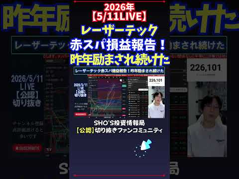 【5/11LIVE】レーザーテック赤スパ損益報告！昨年励まされ続けた 日経平均株価 投資 サムネイル