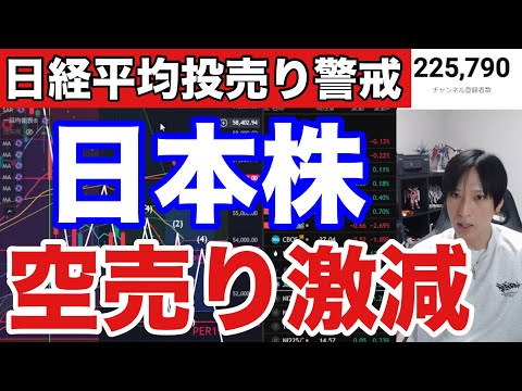 4/7【日本株空売り激減‼日経平均投げ売り警戒か⁉️】中東情勢懸念でWTI原油急騰、ドル円159円。米国株、ナスダック…