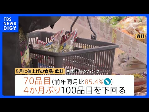 5月の食品値上げ70品目　4か月ぶりに100品目下回るも…夏以降に値上げ再燃の可能性｜TBS NEWS DIG サムネイル