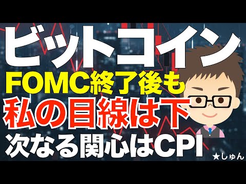 ビットコイン（BTC)FOMC終了後も私の目線は下！〜次なる関心はCPI！