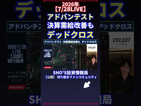 【7/28LIVE】アドバンテスト 決算需給改善も デッドクロス 日経平均株価 投資