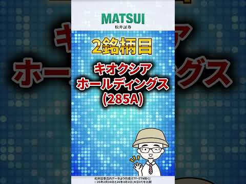 【3/5】値上がり期待ランキング 信用売残増加編 キオクシアHD、トヨタ自動車など【松井証券】 日本株  投資  松井… サムネイル