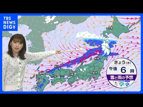南風で寒さ緩む　日本海側で雨や雷雨に　太平洋側はカラカラ空気続く　来週は寒波が長期滞在か｜TBS NEWS DIG サムネイル