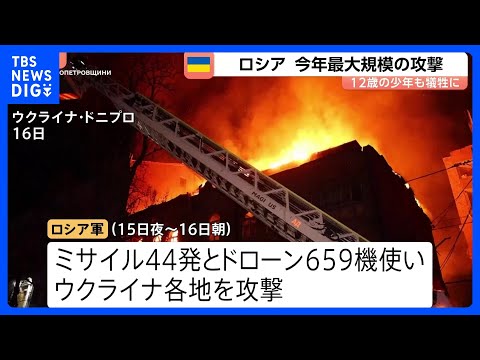 「ミサイル44発、ドローン659機」今年最大規模の攻撃･･･ウクライナでロシア軍の攻撃により少なくとも17人死亡　7つ… サムネイル