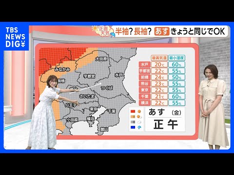 【6月5日 関東の天気】半袖? 長袖? 暑さの目安は“きょう（4日）”｜TBS NEWS DIG サムネイル