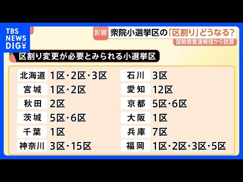 「1票の格差」最大で2.274倍に 衆院小選挙区の「区割り」どうなる？　議員定数削減の議論も加速へ　国勢調査の速報値発… サムネイル