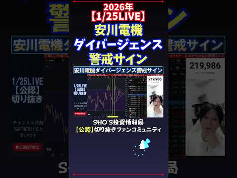 【1/25LIVE】安川電機ダイバージェンス警戒サイン 日経平均株価 投資 サムネイル