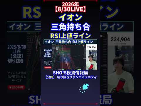 【8/30LIVE】イオンの三角持ち合い×RSI上値ライン|日経平均の投資ポイント解説【最新】