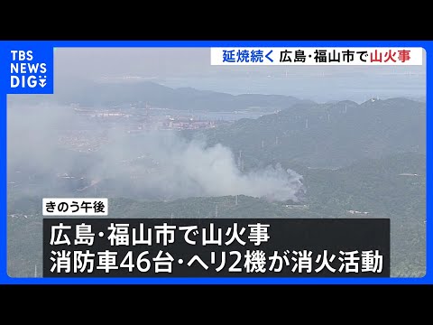 延焼続く 広島・福山市で山火事、少なくとも15ヘクタール焼け鎮火のめど立たず｜TBS NEWS DIG サムネイル