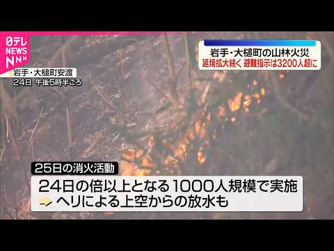 【岩手・大槌町】山林火災、延焼拡大続く　避難指示は3200人超に サムネイル