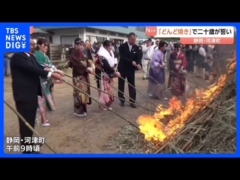 伝統行事「どんど焼き」で二十歳が誓い　静岡･河津町｜TBS NEWS DIG サムネイル