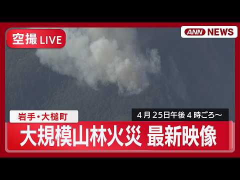 【ライブ空撮】現地最新映像 岩手・大槌町の大規模山林火災 発生4日目【LIVE】(2026年4月25日) ANN/テレ朝 サムネイル