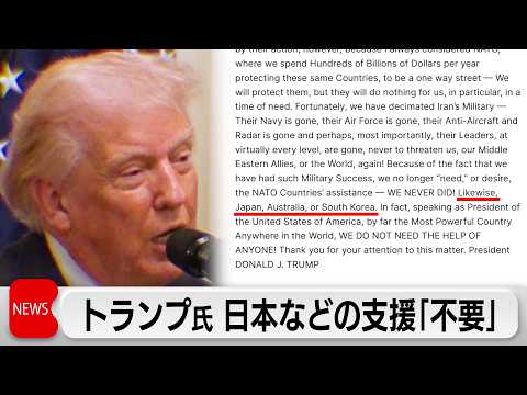 トランプ氏 対イラン軍事作戦で日本などの支援「必要ない」 ホルムズ海峡付近のミサイル基地攻撃