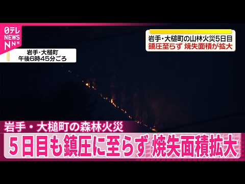 【岩手・大槌町の山林火災】5日目も鎮圧に至らず  焼失面積が約1373ヘクタールに拡大 サムネイル