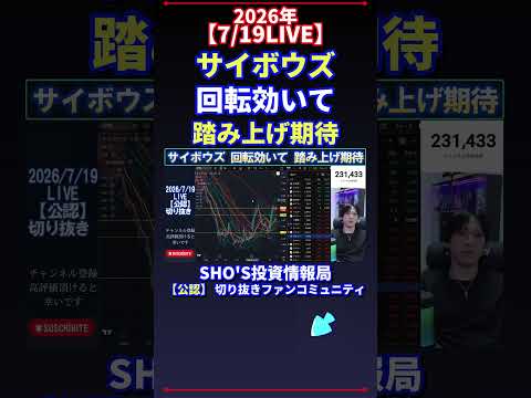 【7/19LIVE】サイボウズ 回転効いて 踏み上げ期待 日経平均株価 投資