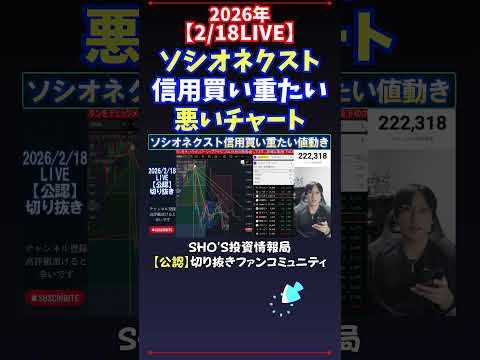 【2/18LIVE】ソシオネクスト信用買い重たい悪いチャート 日経平均株価 投資 サムネイル