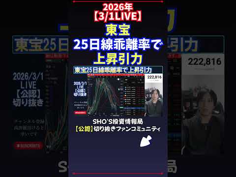 【3/1LIVE】東宝25日線乖離率で上昇引力 日経平均株価 投資 サムネイル