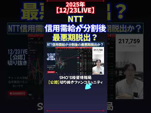 【12/23LIVE】NTT信用需給が分割後最悪期脱出？ 日経平均株価 投資 サムネイル