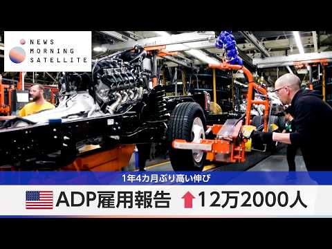 米ADP雇用報告 ↑12万2000人 1年4カ月ぶり高い伸び【モーサテ】 サムネイル