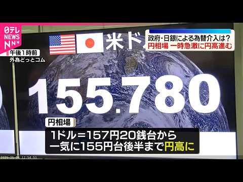 【円相場】一時急激に円高進む  政府・日銀による為替介入は？ サムネイル