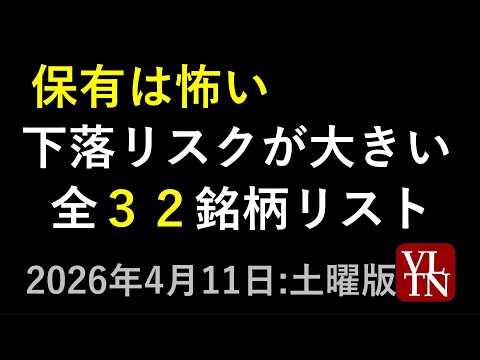 保有は怖い。下落リスクが大きい全３２銘柄リスト。アンソロピック・ショック。NISAランキング。４月11日:土曜版～あす…